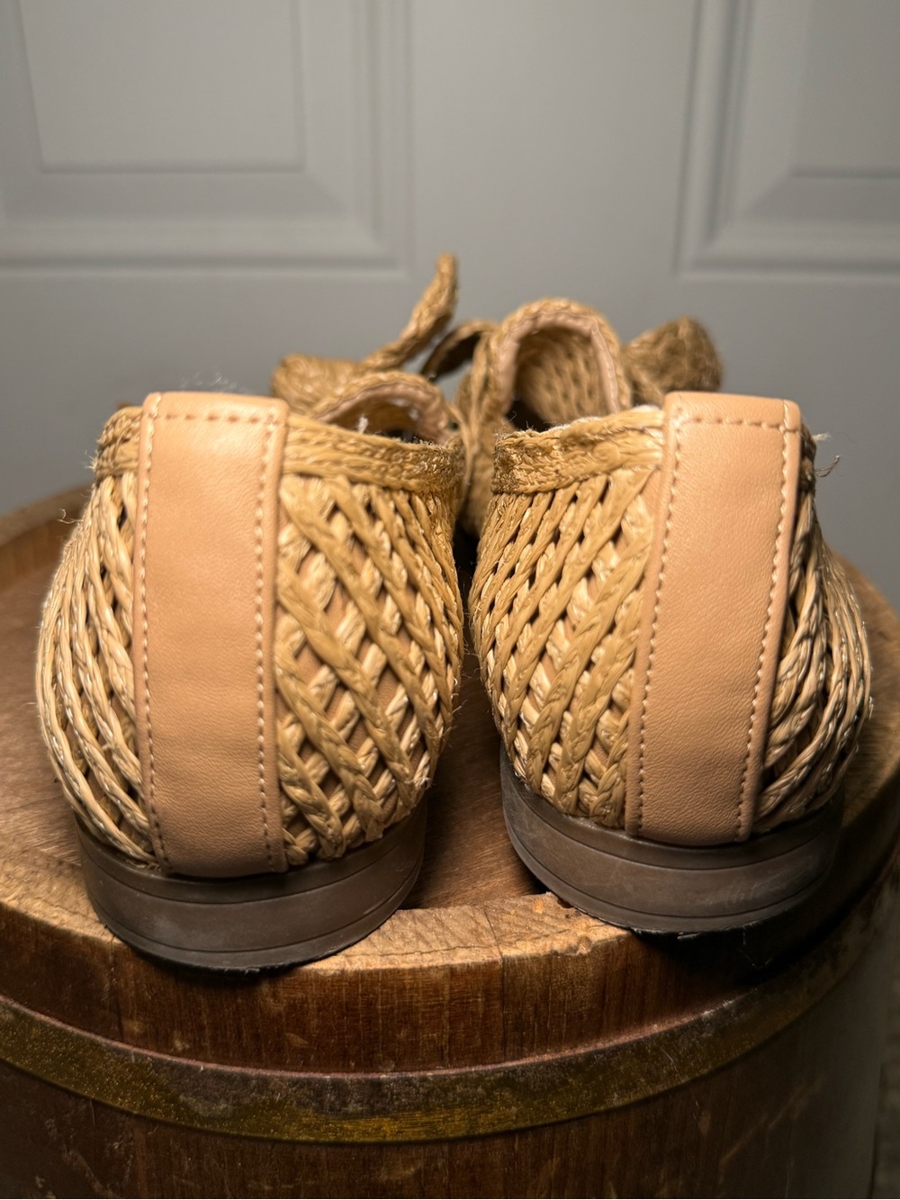 Charles David Finite Woven Raffia Bow Loafers in Tan - Picture 3 of 5